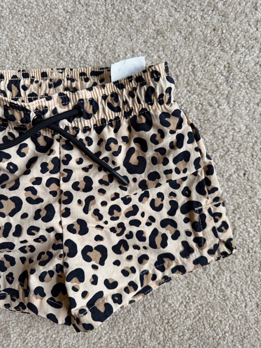 Leopard Print Drawstring Swim Trunks - Picture 2 of 5